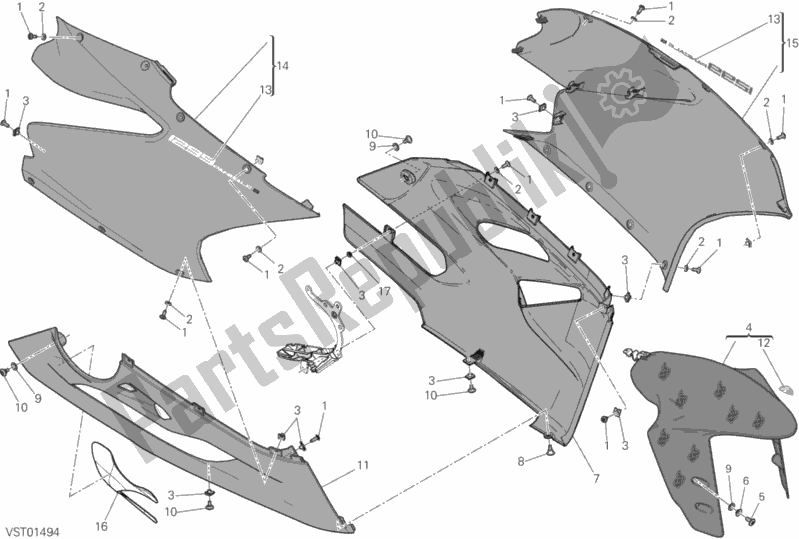 All parts for the 34a - Fairing of the Ducati Superbike 1299S ABS 2015